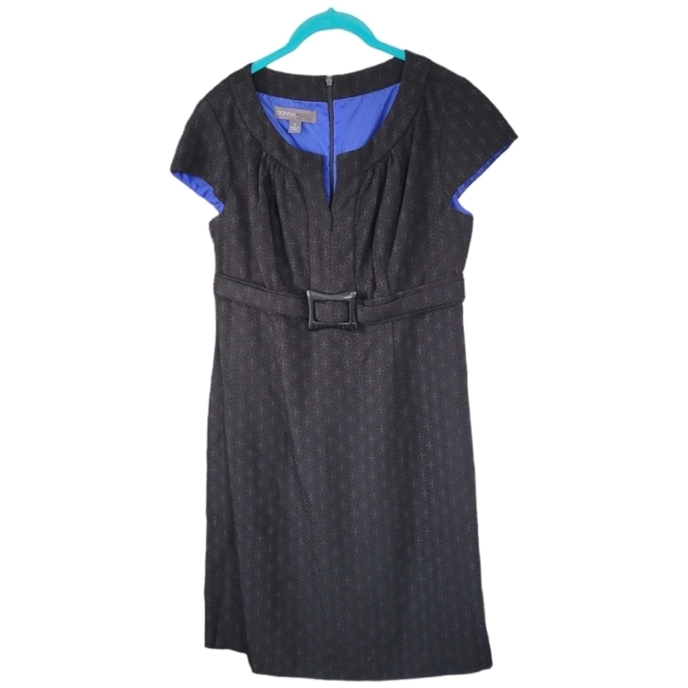 Donna Ricco New York Black Textured Dress Sz 8 Classic Office Cocktail
